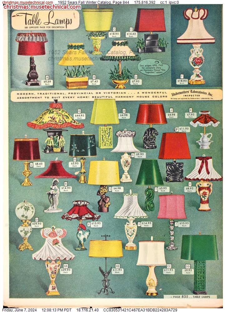1952 Sears Fall Winter Catalog, Page 844
