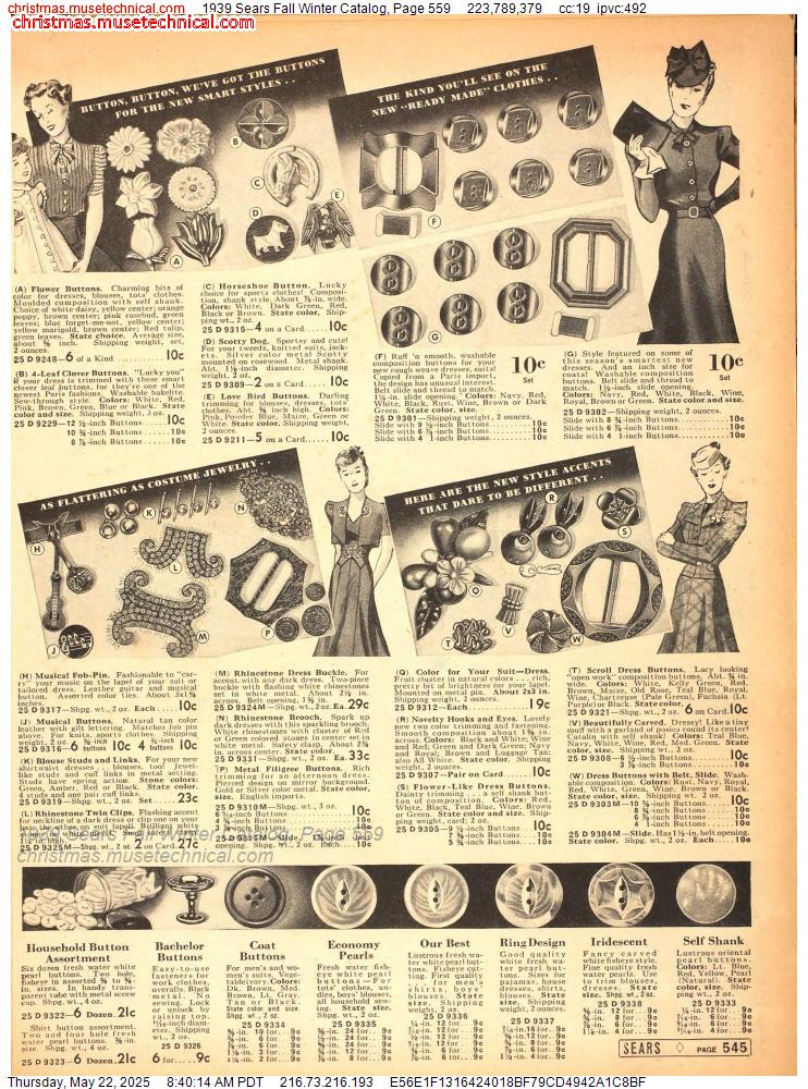 1939 Sears Fall Winter Catalog, Page 559