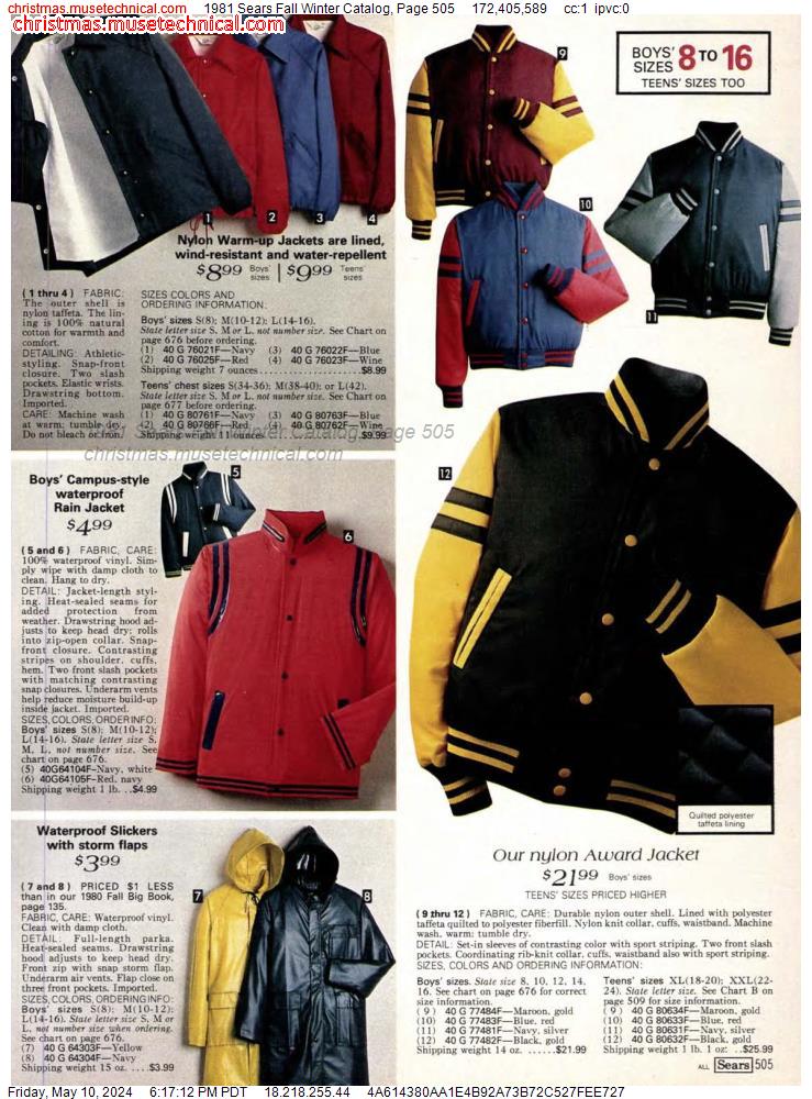 1981 Sears Fall Winter Catalog, Page 505