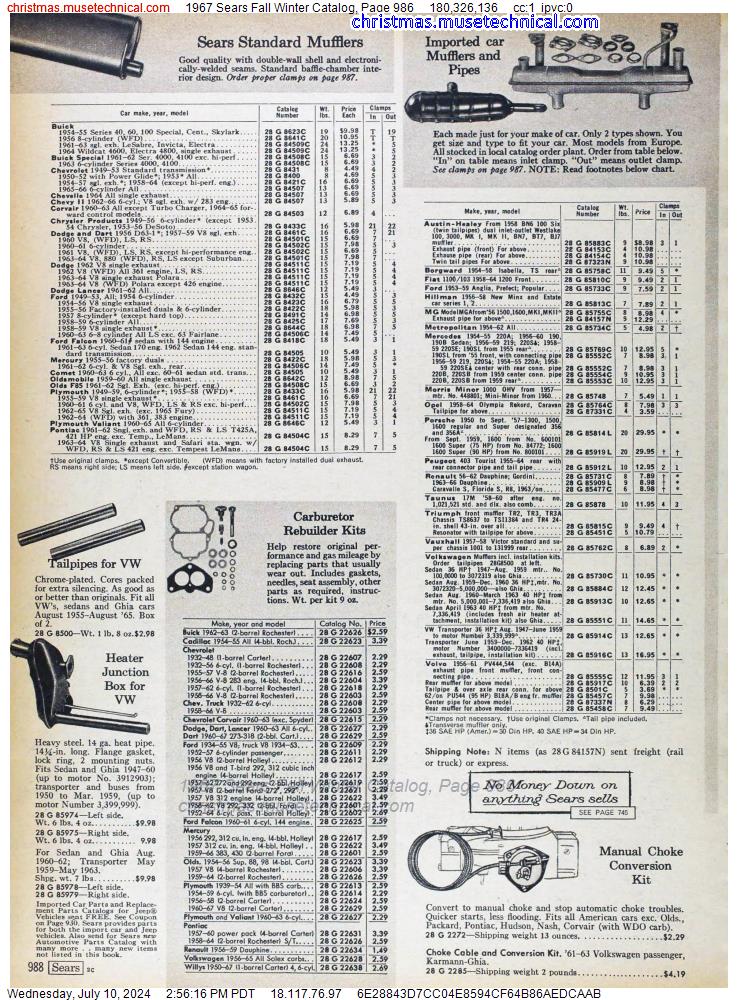 1967 Sears Fall Winter Catalog, Page 986
