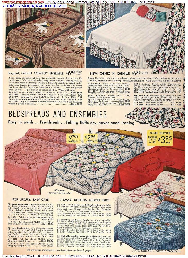 1955 Sears Spring Summer Catalog, Page 629