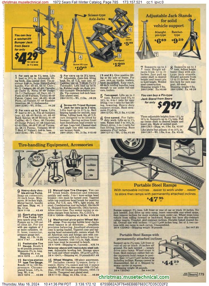 1972 Sears Fall Winter Catalog, Page 785