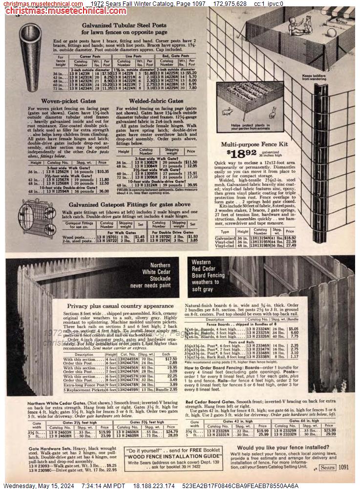 1972 Sears Fall Winter Catalog, Page 1097