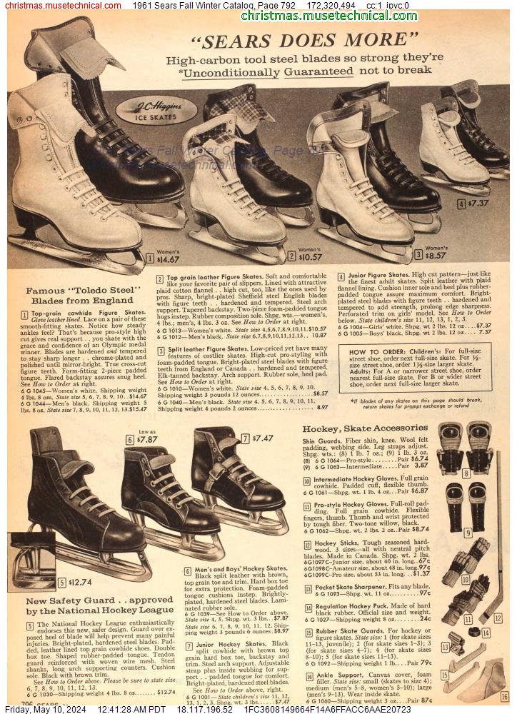 1961 Sears Fall Winter Catalog, Page 792