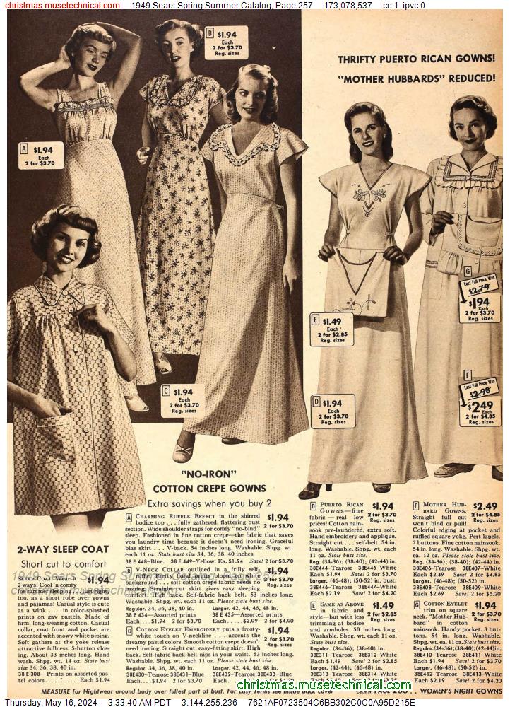 1949 Sears Spring Summer Catalog, Page 257