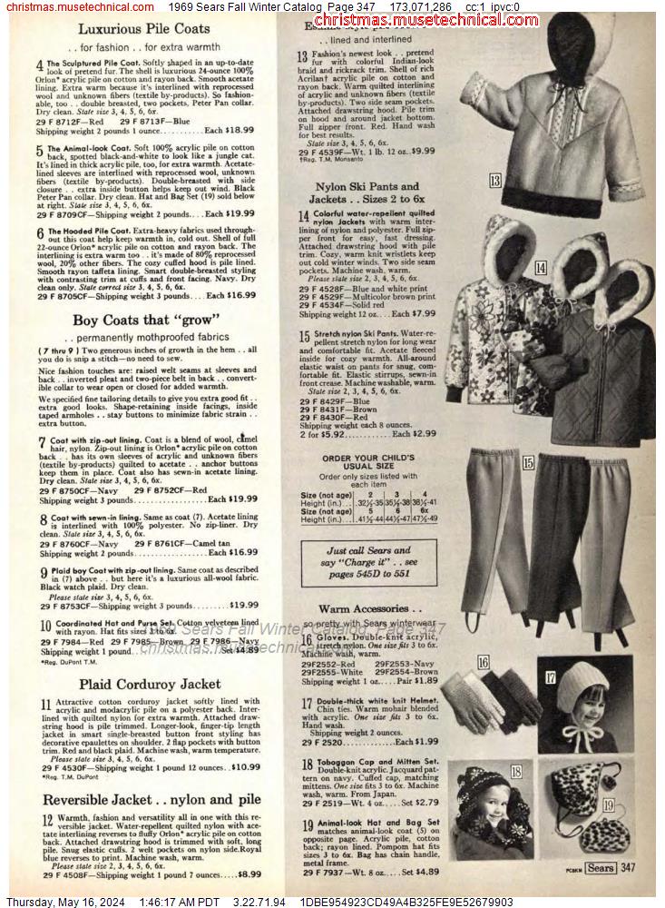 1969 Sears Fall Winter Catalog, Page 347