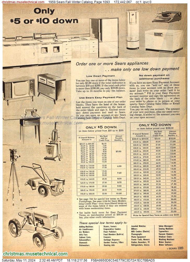 1959 Sears Fall Winter Catalog, Page 1093