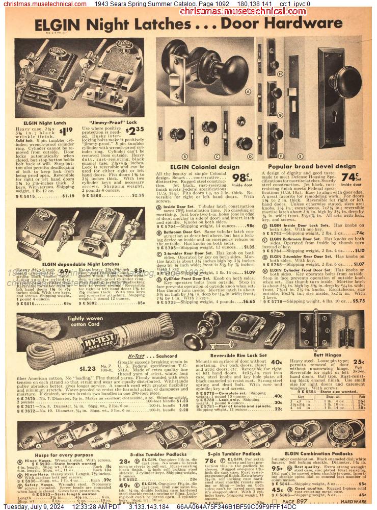 1943 Sears Spring Summer Catalog, Page 1092