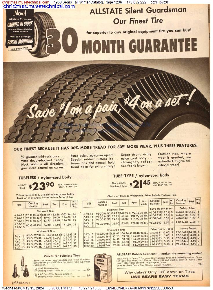 1958 Sears Fall Winter Catalog, Page 1236