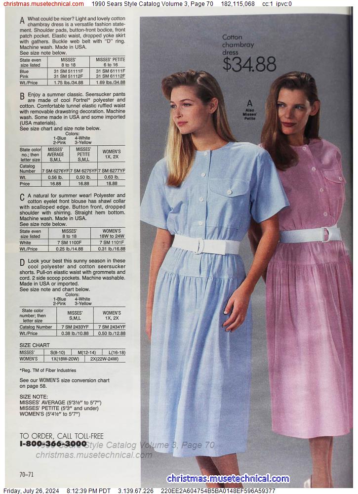1990 Sears Style Catalog Volume 3, Page 70
