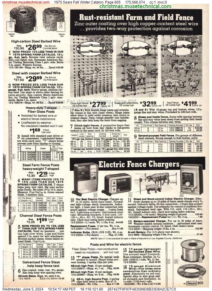 1975 Sears Fall Winter Catalog, Page 805