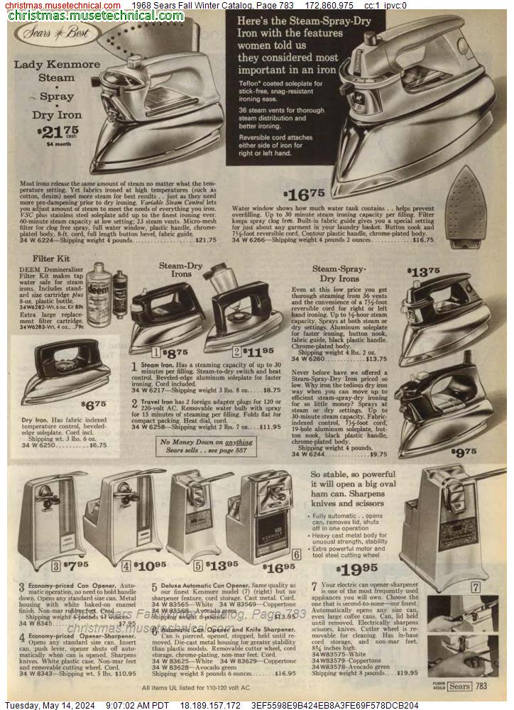 1968 Sears Fall Winter Catalog, Page 783