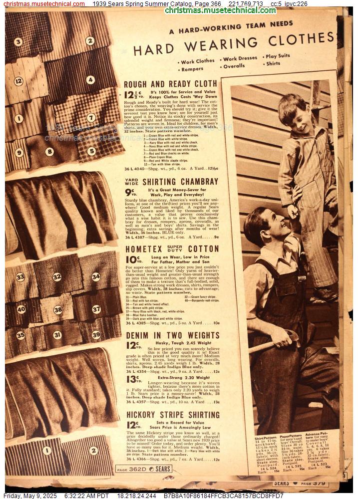 1939 Sears Spring Summer Catalog, Page 366