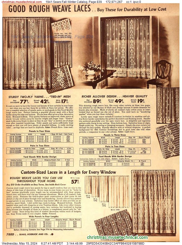 1941 Sears Fall Winter Catalog, Page 839