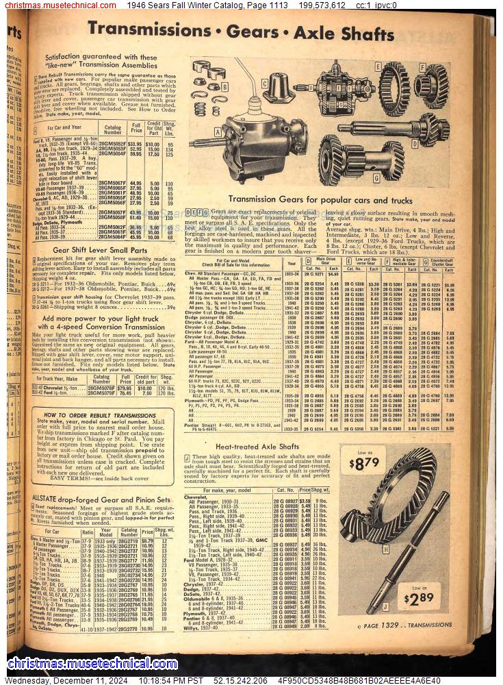 1946 Sears Fall Winter Catalog, Page 1113