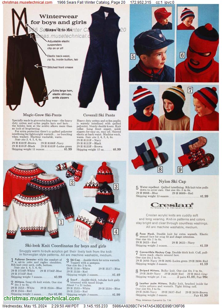 1966 Sears Fall Winter Catalog, Page 20