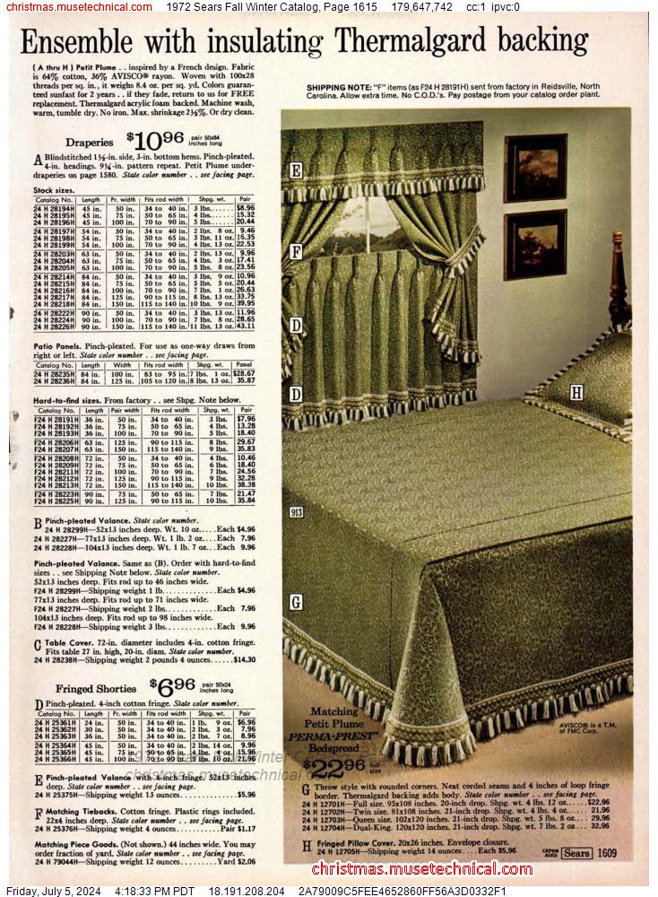 1972 Sears Fall Winter Catalog, Page 1615