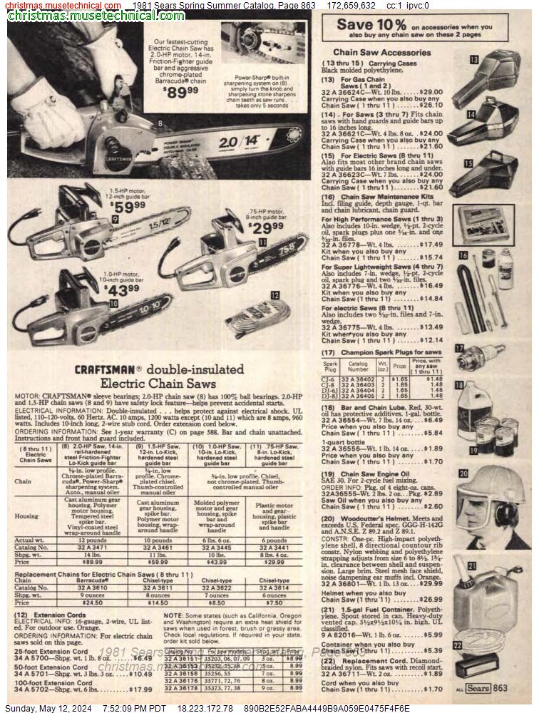 1981 Sears Spring Summer Catalog, Page 863