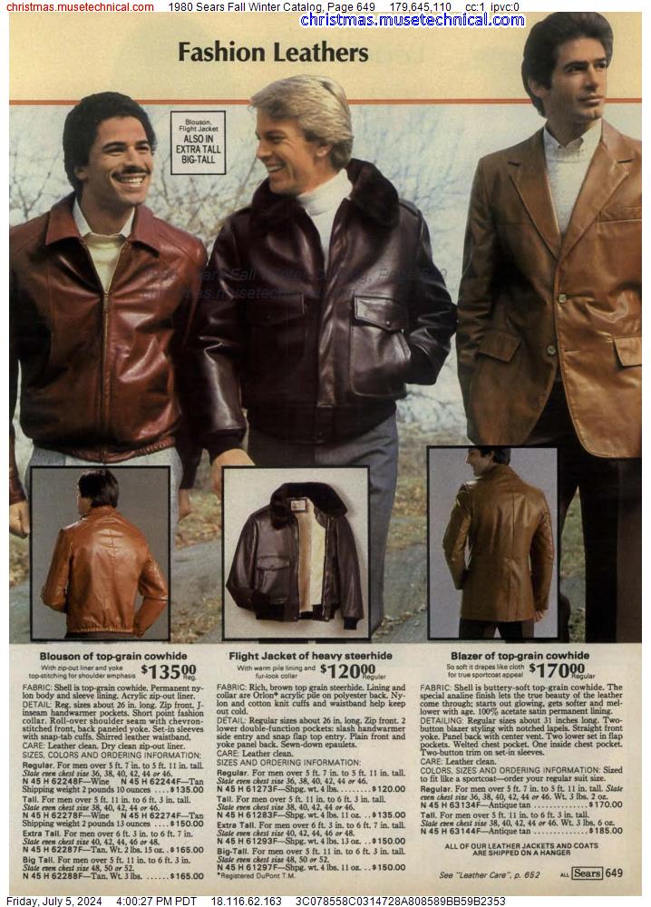 1980 Sears Fall Winter Catalog, Page 649