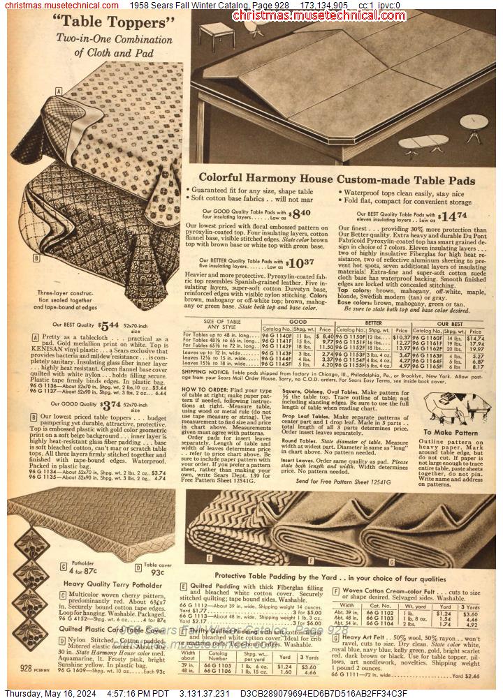 1958 Sears Fall Winter Catalog, Page 928