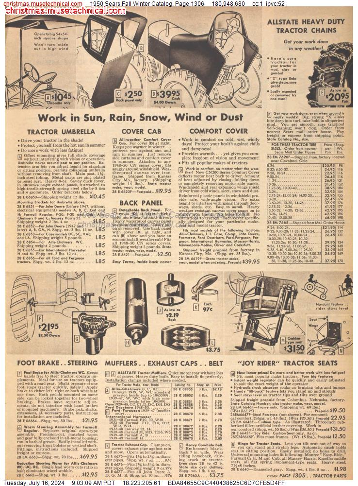 1950 Sears Fall Winter Catalog, Page 1306