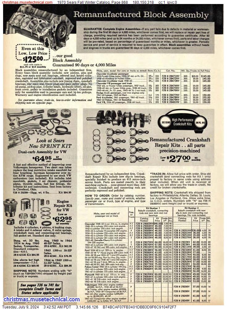 1970 Sears Fall Winter Catalog, Page 868
