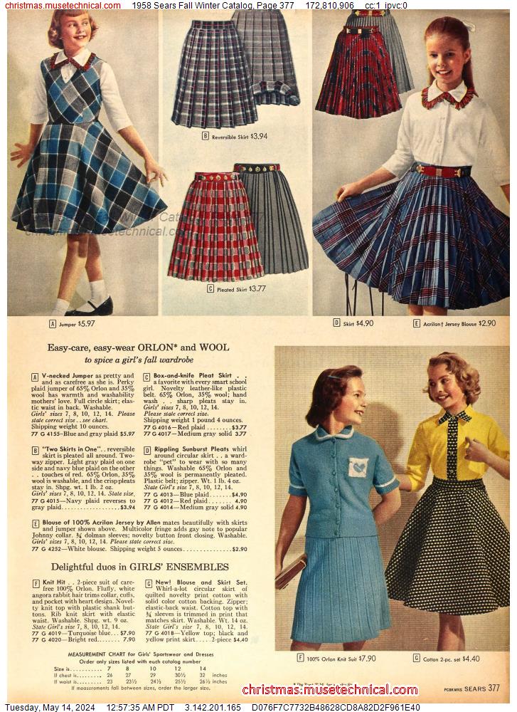 1958 Sears Fall Winter Catalog, Page 377
