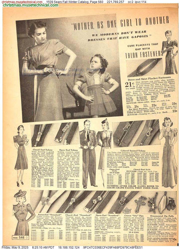 1939 Sears Fall Winter Catalog, Page 560