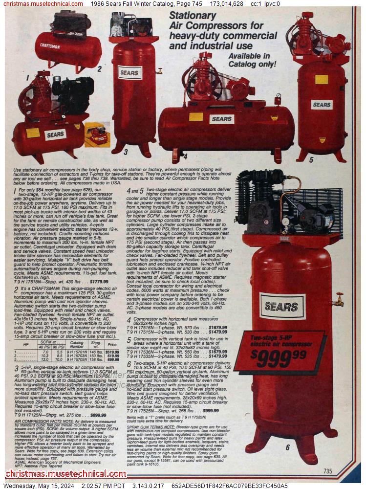 1986 Sears Fall Winter Catalog, Page 745