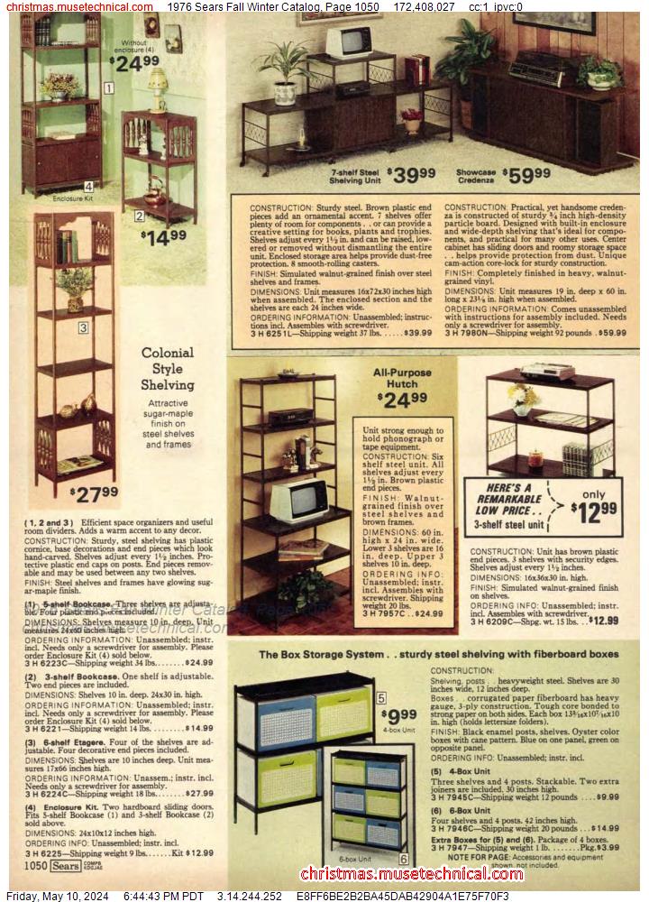 1976 Sears Fall Winter Catalog, Page 1050