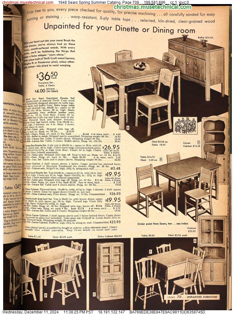 1948 Sears Spring Summer Catalog, Page 709