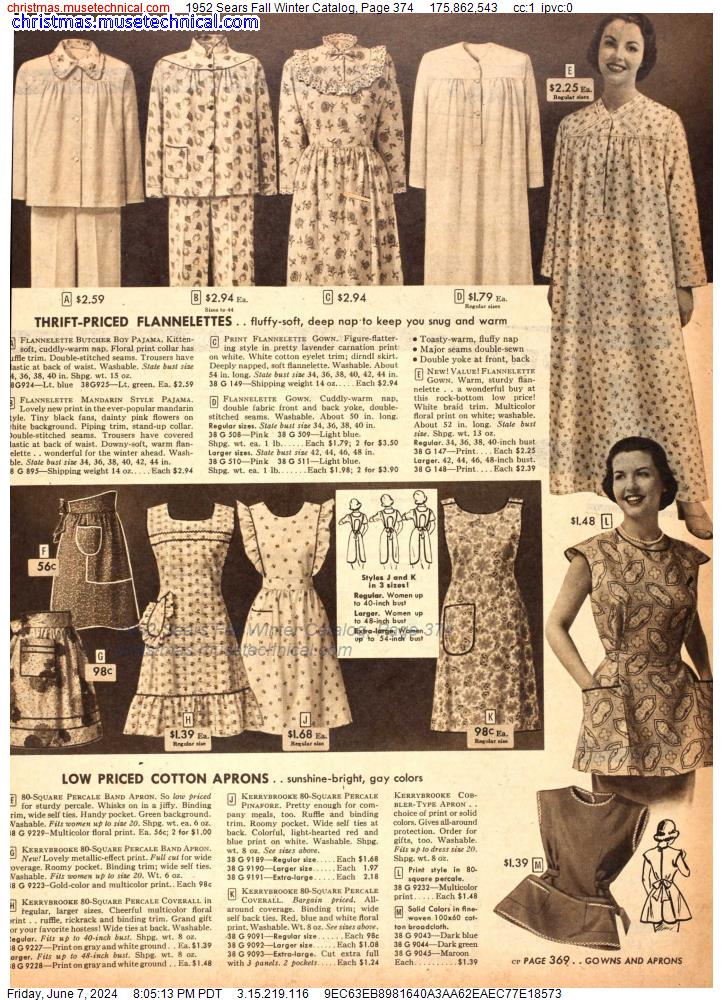 1952 Sears Fall Winter Catalog, Page 374