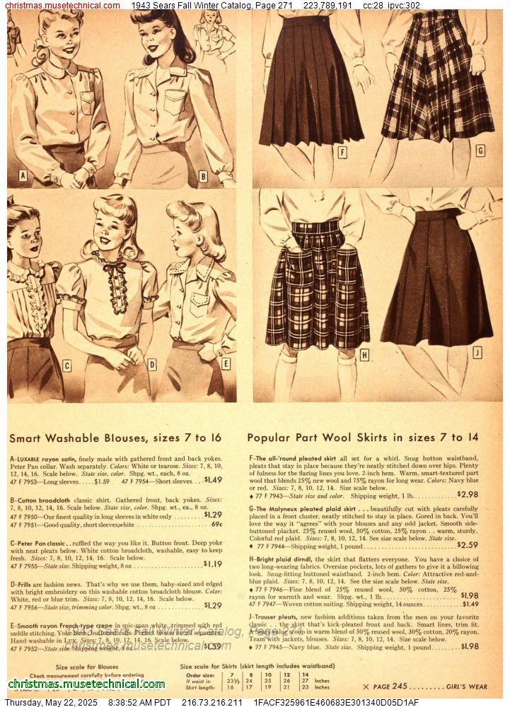 1943 Sears Fall Winter Catalog, Page 271