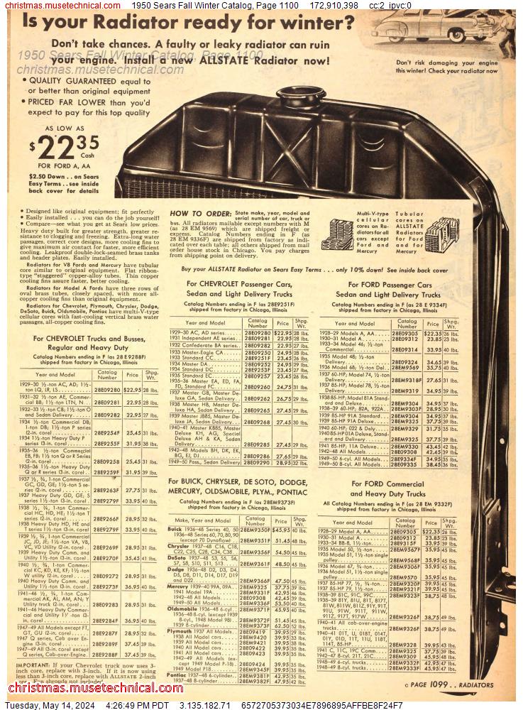 1950 Sears Fall Winter Catalog, Page 1100