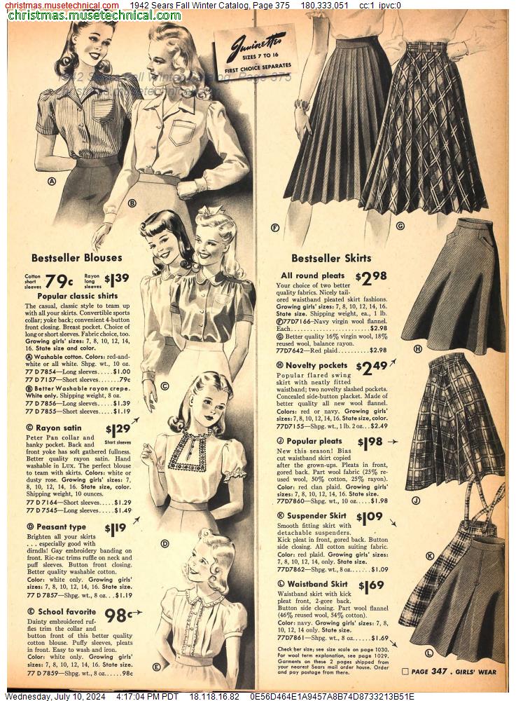 1942 Sears Fall Winter Catalog, Page 375