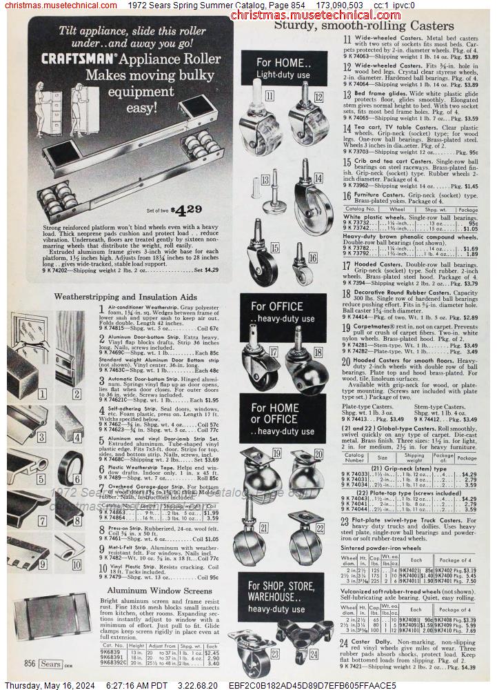1972 Sears Spring Summer Catalog, Page 854