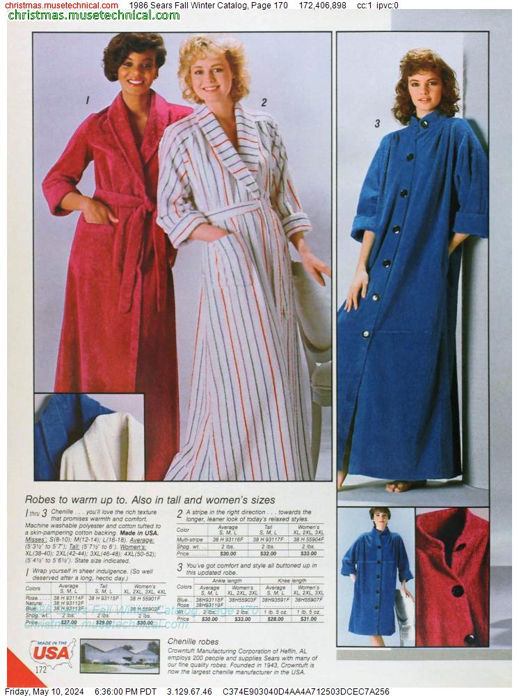 1986 Sears Fall Winter Catalog, Page 170