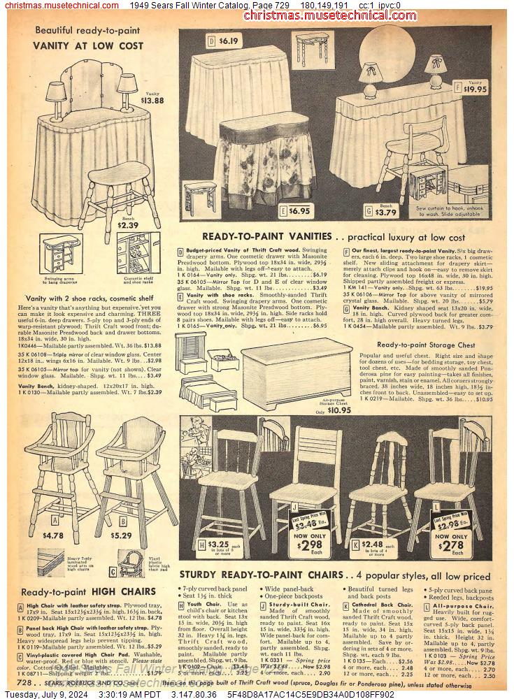 1949 Sears Fall Winter Catalog, Page 729