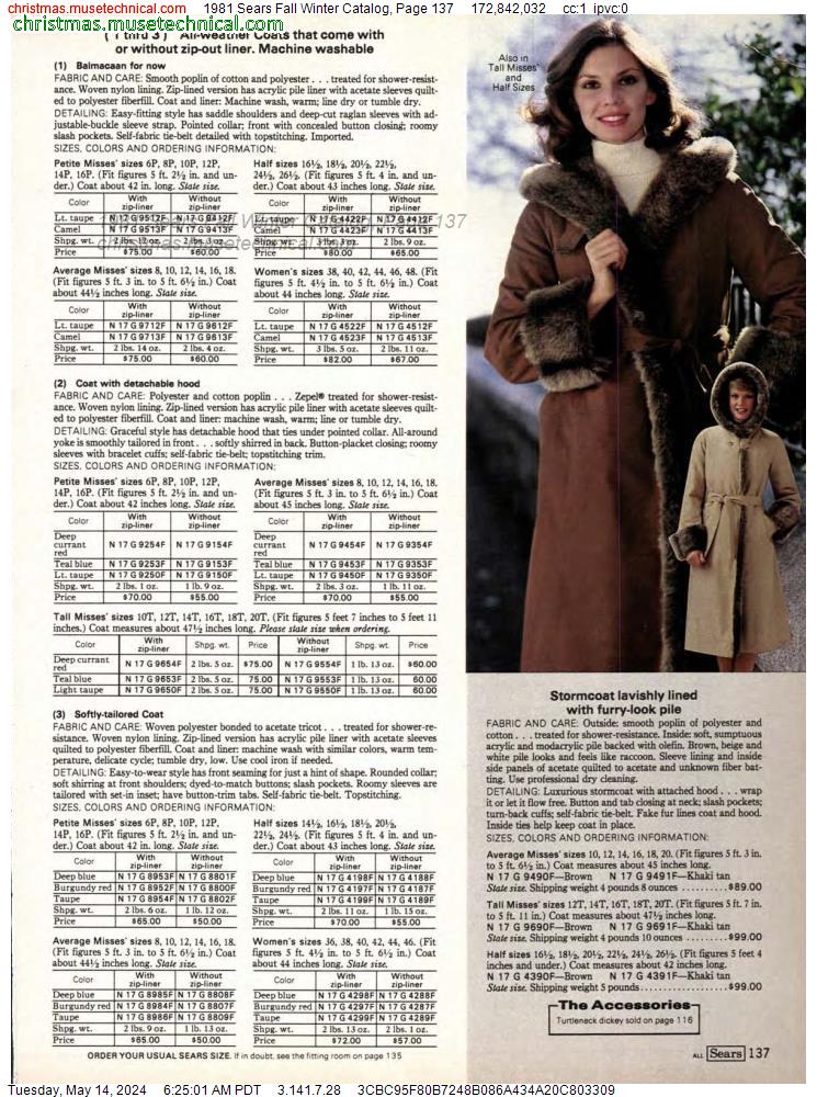 1981 Sears Fall Winter Catalog, Page 137