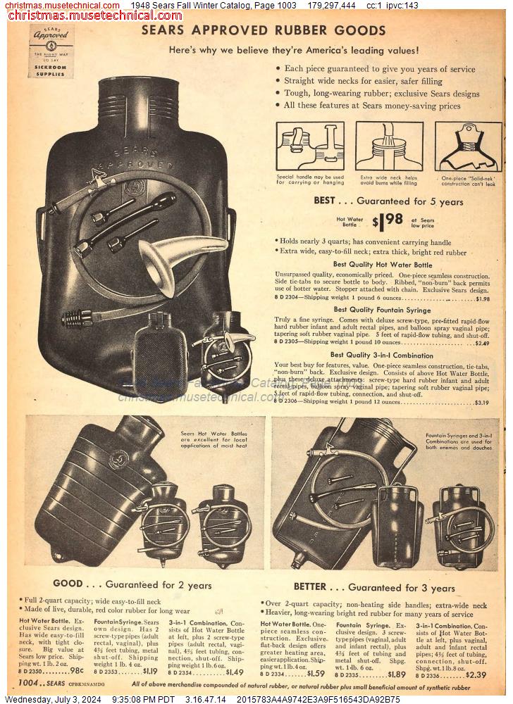 1948 Sears Fall Winter Catalog, Page 1003