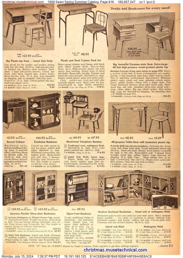 1958 Sears Spring Summer Catalog, Page 816