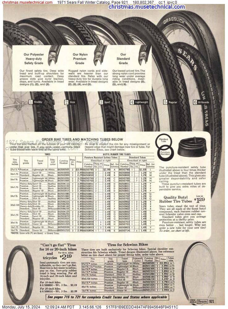 1971 Sears Fall Winter Catalog, Page 921