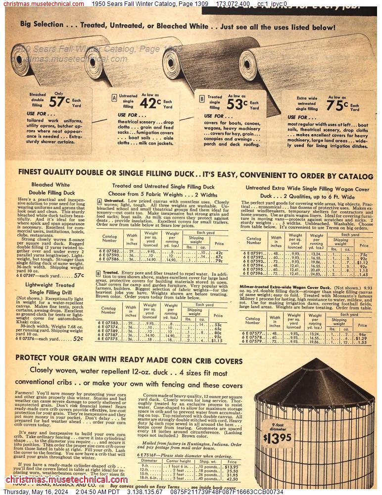 1950 Sears Fall Winter Catalog, Page 1309