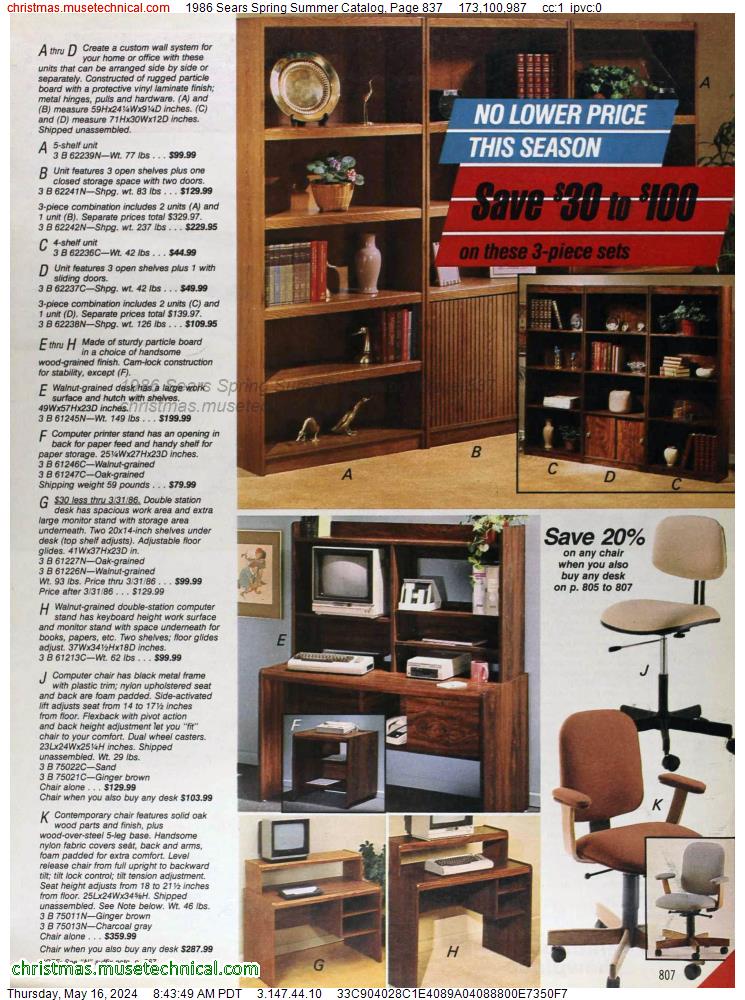 1986 Sears Spring Summer Catalog, Page 837