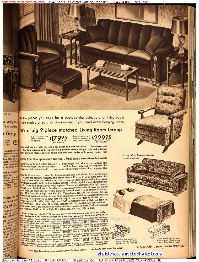 1947 Sears Fall Winter Catalog, Page 815