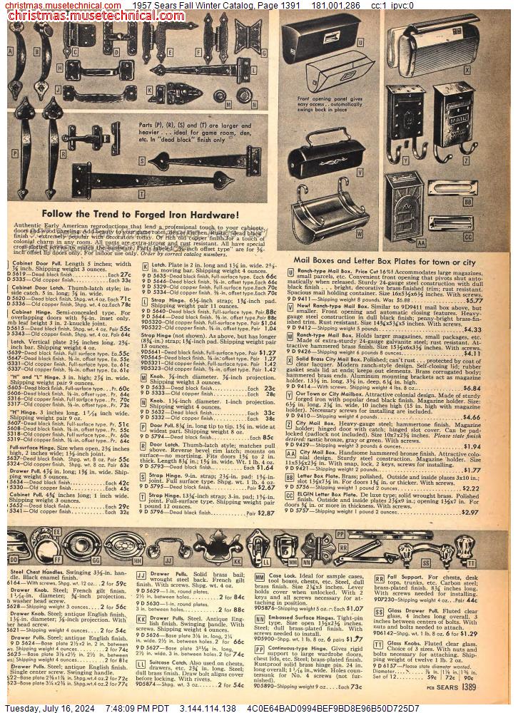 1957 Sears Fall Winter Catalog, Page 1391