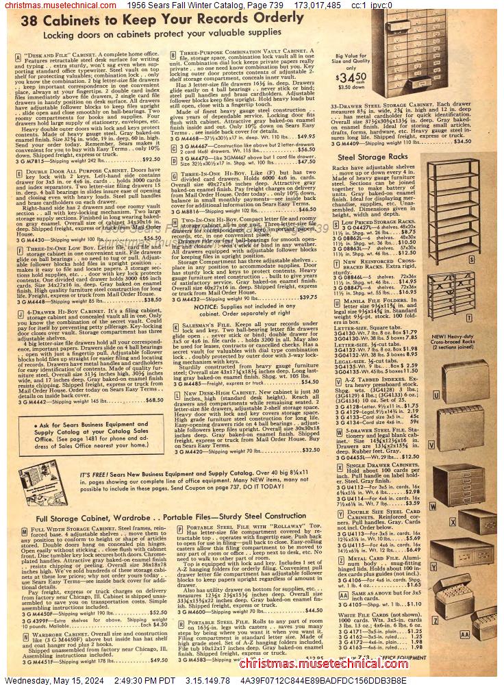 1956 Sears Fall Winter Catalog, Page 739