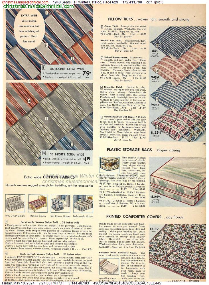 1948 Sears Fall Winter Catalog, Page 629