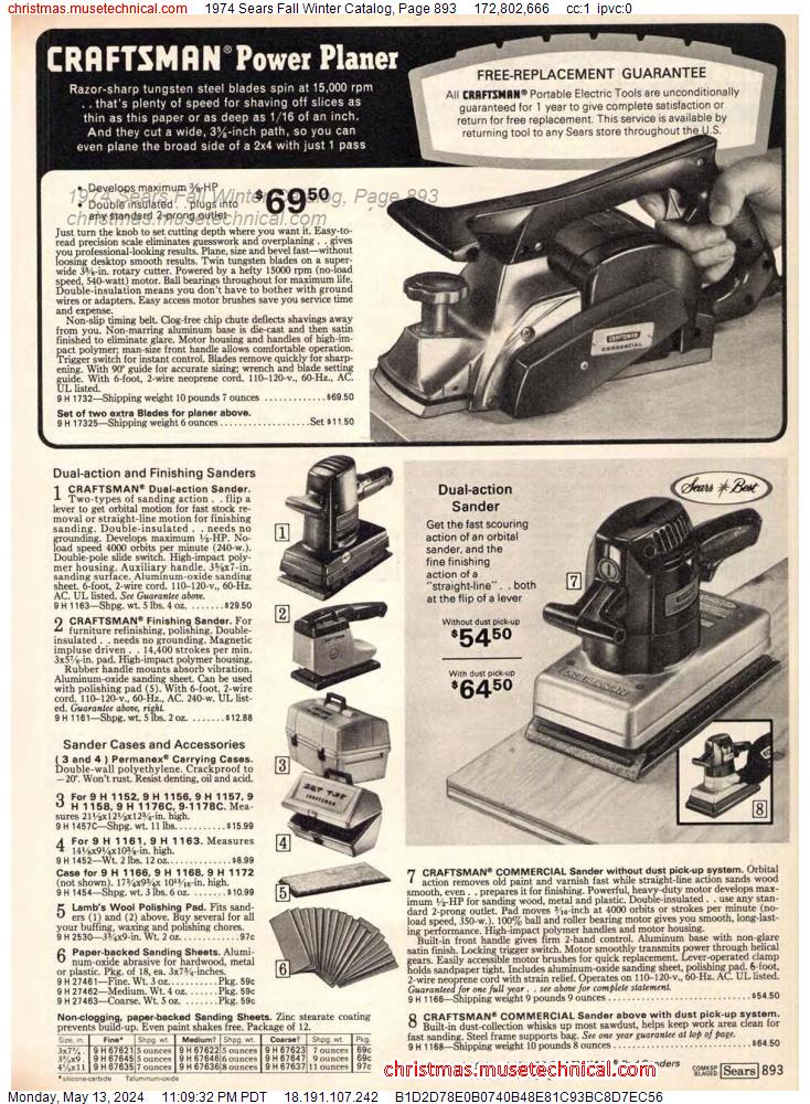 1974 Sears Fall Winter Catalog, Page 893