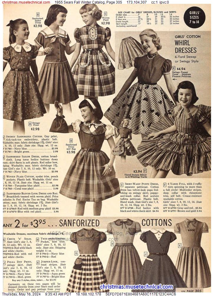 1955 Sears Fall Winter Catalog, Page 305